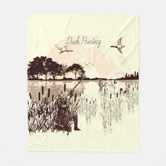 アヒル狩り フリースブランケット (正面)