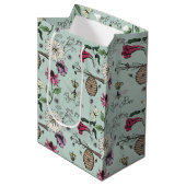 アヒル玉子ブルーヴィンテージクイーンビーと花 ミディアムペーパーバッグ (正面アングル)