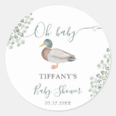 アヒル男女兼用グリーンベイビーシャワー特典 ラウンドシール (正面)