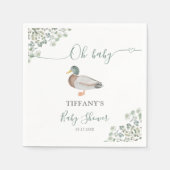 アヒル男女兼用グリーンベイビーシャワー スタンダードカクテルナプキン (正面)