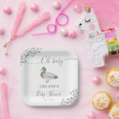 アヒル男女兼用グリーンベイビーシャワー ペーパープレート (パーティー)