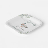 アヒル男女兼用グリーンベイビーシャワー ペーパープレート (傾斜あり)