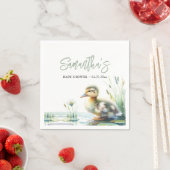 アヒル男女兼用セージ緑の赤ちゃんシャワー スタンダードカクテルナプキン (インサイチュ)