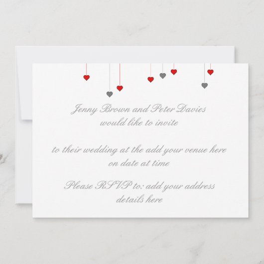 アヒル結婚3と2のハート結婚式招待状 招待状 (裏面)