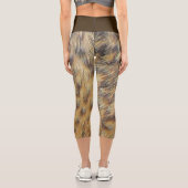 アヒル羽毛フォトアニマルプリント金ゴールド茶色の斑点 カプリレギンス (裏面)