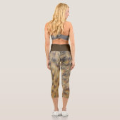 アヒル羽毛フォトアニマルプリント金ゴールド茶色の斑点 カプリレギンス (裏面)