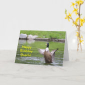 アヒル誕生日カード カード (黄色い花)