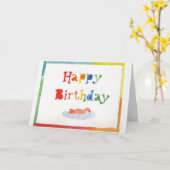 アヒル誕生日カード カード (黄色い花)