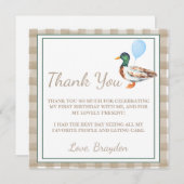 アヒル誕生日サンキューカード サンキューカード (正面/裏面)