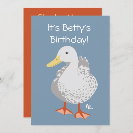 アヒル誕生日招待状 招待状 (正面/裏面)