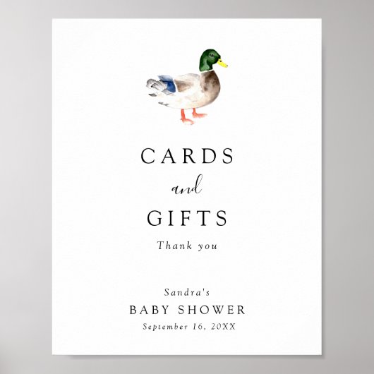 アヒル赤ちゃんエレガントのシャワーカードとギフトサイン ポスター (正面)