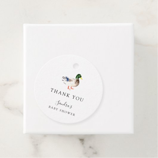 アヒル赤ちゃんシャワーエレガントありがとうスクリプトシック フェイバータグ (インサイチュ)