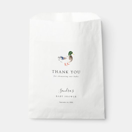アヒル赤ちゃんシャワーエレガントありがとうスクリプトシック フェイバーバッグ (正面)