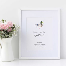 アヒル赤んエレガント坊シャワー口ミニマル書 ポスター