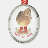 アヒル赤ゴムブーツあなたはのみダッキー(アヒルちゃん) メタルオーナメント (左)