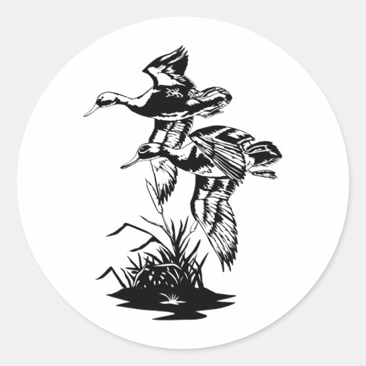 アヒル飛んでいる ラウンドシール (正面)