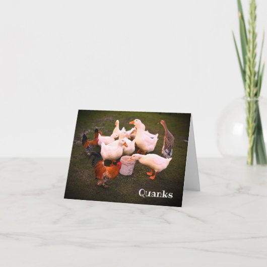 アヒル食べとニワトリおもしろい サンキューカード (正面)