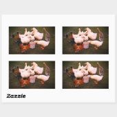 アヒル食べとニワトリおもしろい 長方形シール (シート)