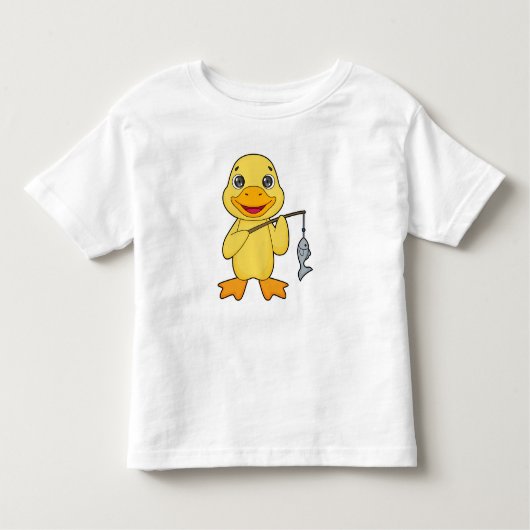 アヒル魚釣りフィッシャーフィンシングロッド トドラーTシャツ (正面)