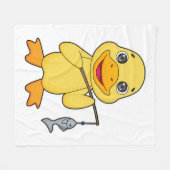 アヒル魚釣りフィッシャーフィンシングロッド フリースブランケット (正面(横))