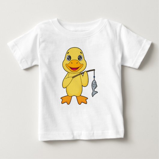 アヒル魚釣りフィッシャーフィンシングロッド ベビーTシャツ (正面)