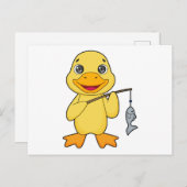 アヒル魚釣りフィッシャーフィンシングロッド ポストカード (正面/裏面)