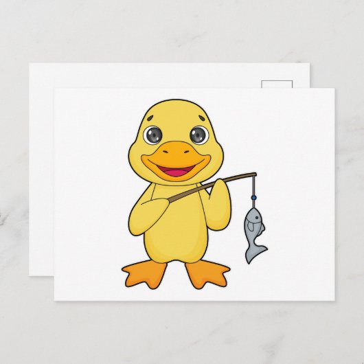 アヒル魚釣りフィッシャーフィンシングロッド ポストカード (正面/裏面)