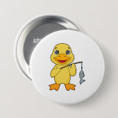 アヒル魚釣りフィッシャーフィンシングロッド 缶バッジ (正面&裏面)