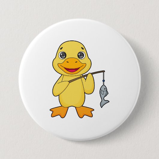 アヒル魚釣りフィッシャーフィンシングロッド 缶バッジ (正面)