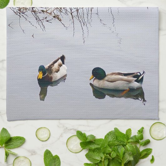 アヒル2匹 キッチンタオル (折り畳み)