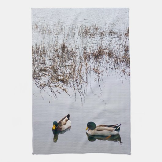 アヒル2匹 キッチンタオル (縦)