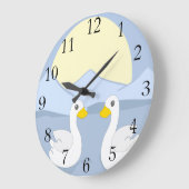 アヒル2匹 ラージ壁時計 (傾斜)