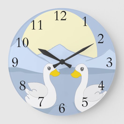 アヒル2匹 ラージ壁時計 (正面)