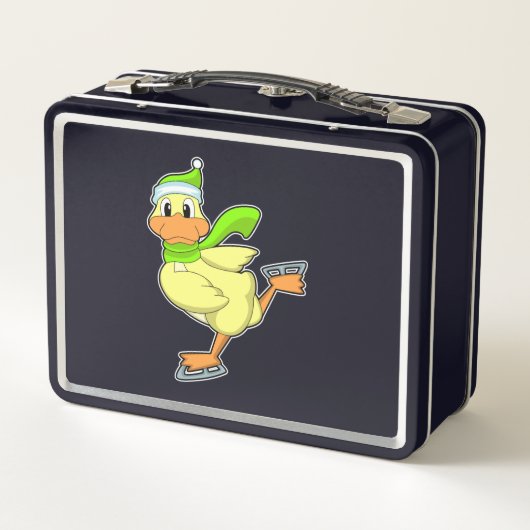 アヒル・アットアイススケートで滑るとアイススケート メタルランチボックス (裏面)