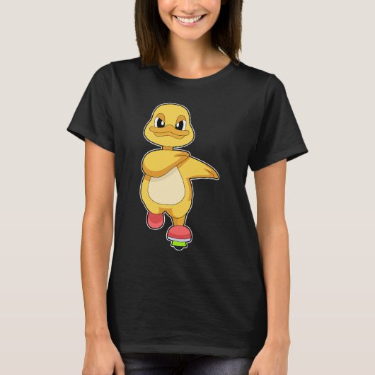 アヒル インラインスケート スケートボード スポーツ Tシャツ (正面)