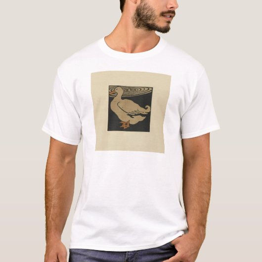 アヒル – スクエアアニマルズイラストレーション Tシャツ (正面)