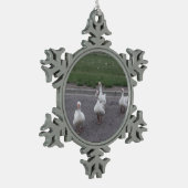 アヒル スノーフレークピューターオーナメント (左)