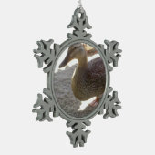 アヒル スノーフレークピューターオーナメント (左)