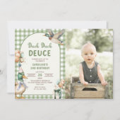 アヒル・ダックDeuceバルーン2nd誕生日の写真 招待状 (正面)