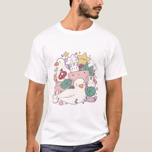 アヒル�デライトかわいい動物アート Tシャツ (正面)