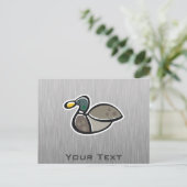 アヒル;ブラシ仕上げのメタルルック ポストカード (スタンド正面)