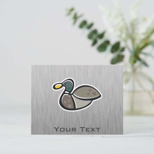 アヒル;ブラシ仕上げのメタルルック ポストカード (スタンド正面)