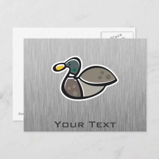 アヒル;ブラシ仕上げのメタルルック ポストカード (正面/裏面)