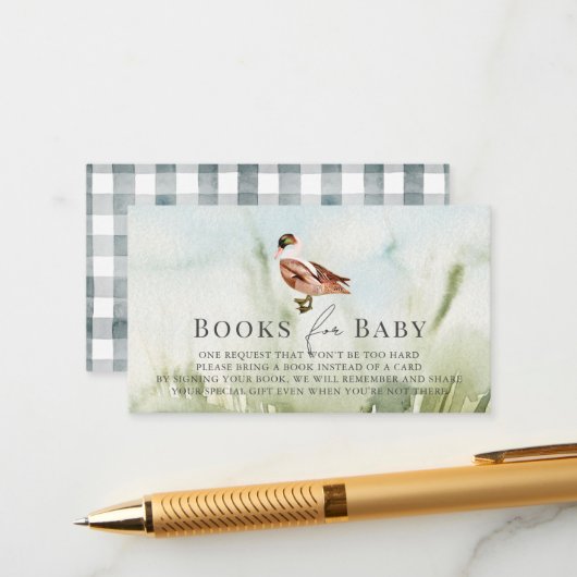 アヒル/マラード水彩フィールドベビーブックリクエスト エンクロージャーカード (正面/裏面インサイチュ)
