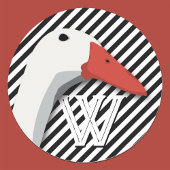 アヒル・モノグラム白黒ピンプリペス模様 ラウンドシール