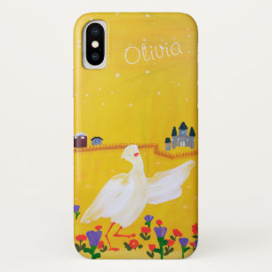 アヒル、城、花アクリル絵を描の iPhone X ケース