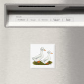 アヒル：白いクリステッド マグネット (インサイチュ (食洗機))