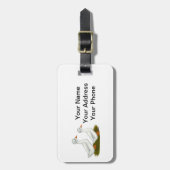 アヒル：白いクリステッド ラゲッジタグ (正面縦)