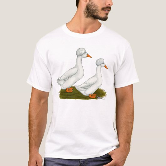 アヒル:白いクリステッド Tシャツ (正面)