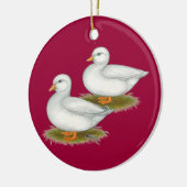 アヒル：白い鳴き声 セラミックオーナメント (左)